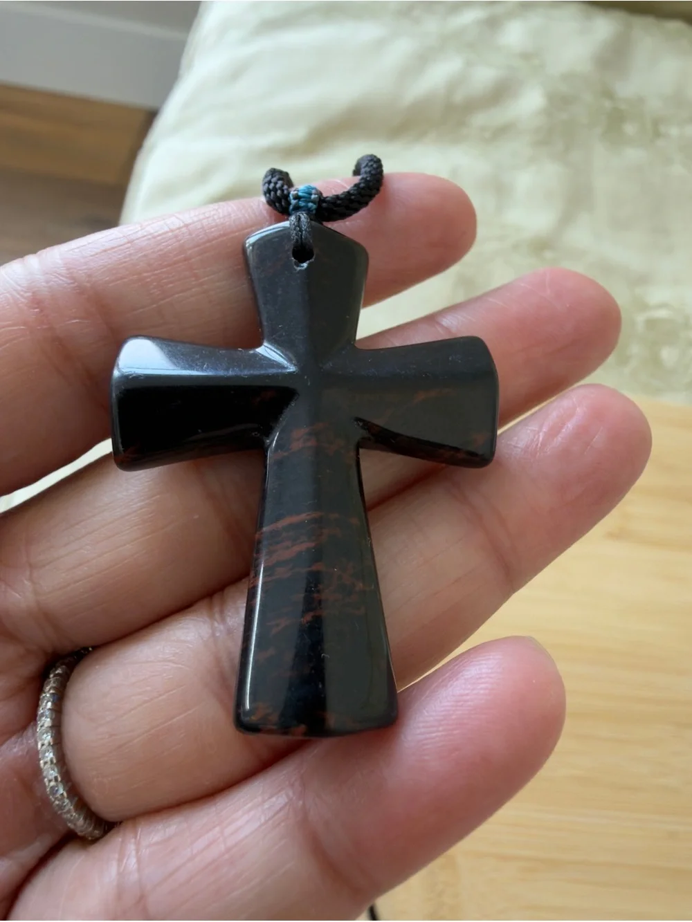 Mahogany Obsidian Cross Pendant